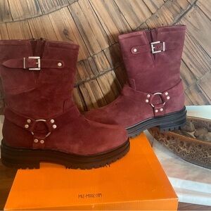 Miz Mooz Women's Burgundy Moto Boots